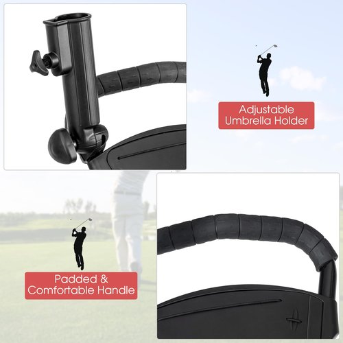 Tangkula Golf Push Pull Cart, Lightweight Foldable Collapsible 3 Wheels Golf Push Cart, Golf Trolley with Elastic Strap, Cup Holder, Scoreboard Storage & Foot Brake