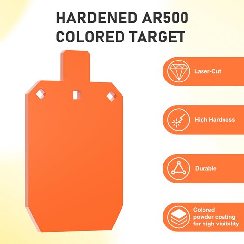 LXVOOEE AR500 Steel Targets for Shooting, 1/2'' Thick Silhouette Gong Metal Targets for Shooting Laser Cut Steel Target, Neon Orange