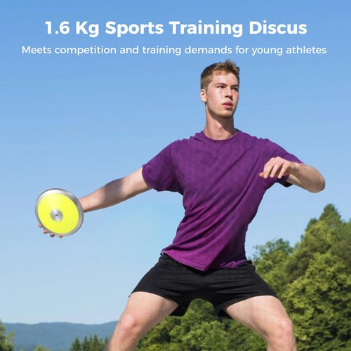 Tideme 2 PCS 1.6 Kg Sports Training Discus, Track and Field Discus for High School Boys Girls, Reliable Nylon-Iron Built, Easy-to-Grip Anti-Slip Polished Finish, Sports Practice Discus, Yellow