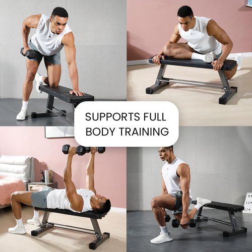 Essential Flat Weight Bench for Your Home Gym – Heavy Duty Workout Bench for Bench Press and Strength Training Exercise – Compact Weight Benches Designed for Home Use