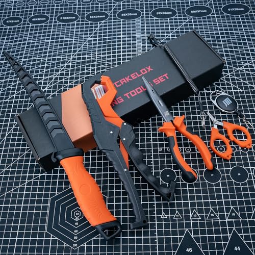 6-Piece Fishing Tool Kit with Pliers, Fillet Knife, Fish Lip Gripper & Retractor