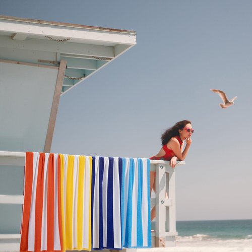 LULUHOME Large Oversized Beach Towel - Big Cotton 36 x 70 Inch Striped Pool Towel, Large Cabana Soft Swimming Towel for Adult Men Women,Chiffon