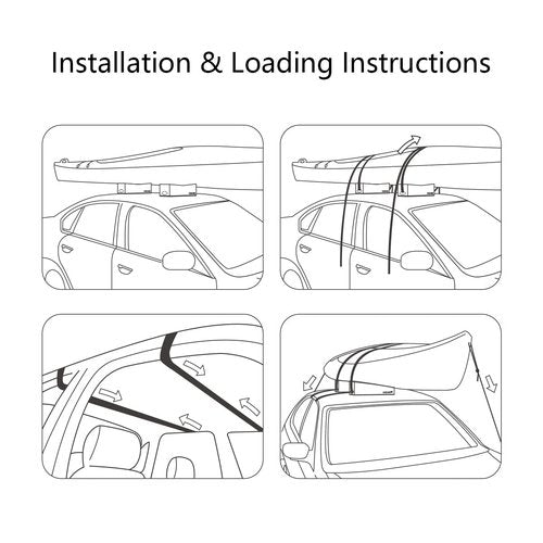 WOOWAVE Deluxe Kayak Carrier Kit Universal Soft Standard Foam Block for Roof Racks Pads Car-Top Replacement with Tie-Downs, 12 inches