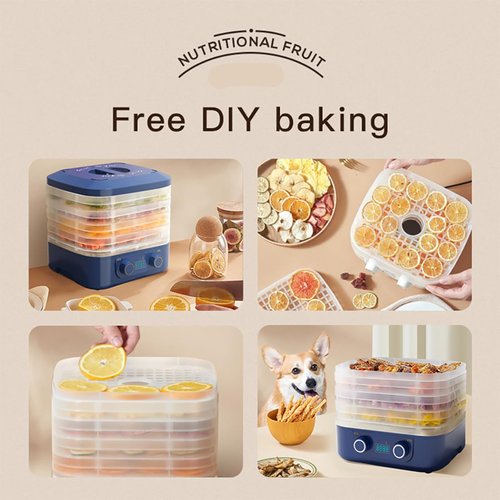 Compact Food Dehydrator for Fruits, Meat, Vegetables, Candy & Snacks (Blue)