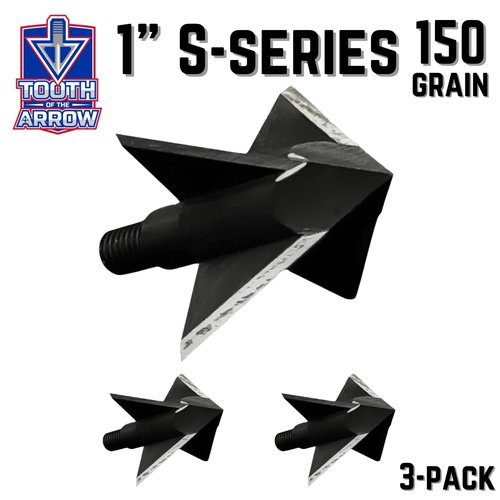 Tooth Of The Arrow 4-Blade 1-Inch Solid Broadheads - Pack of 3 (150 Grain)