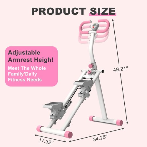 Stair Stepper for Home Gym Exercise, Vertical Climber Exercise Machine for Full Body Workout, Compact Folding Cardio Exercise Climber with Adjustable Handlebar (Pink)