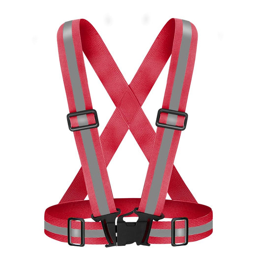 Fepdiu High Visibility Reflective Vest Safety Vest Running Reflective Gear Adjustable Reflective Vest for Walking,Jogging,Hiking,Night Cycling (Red)