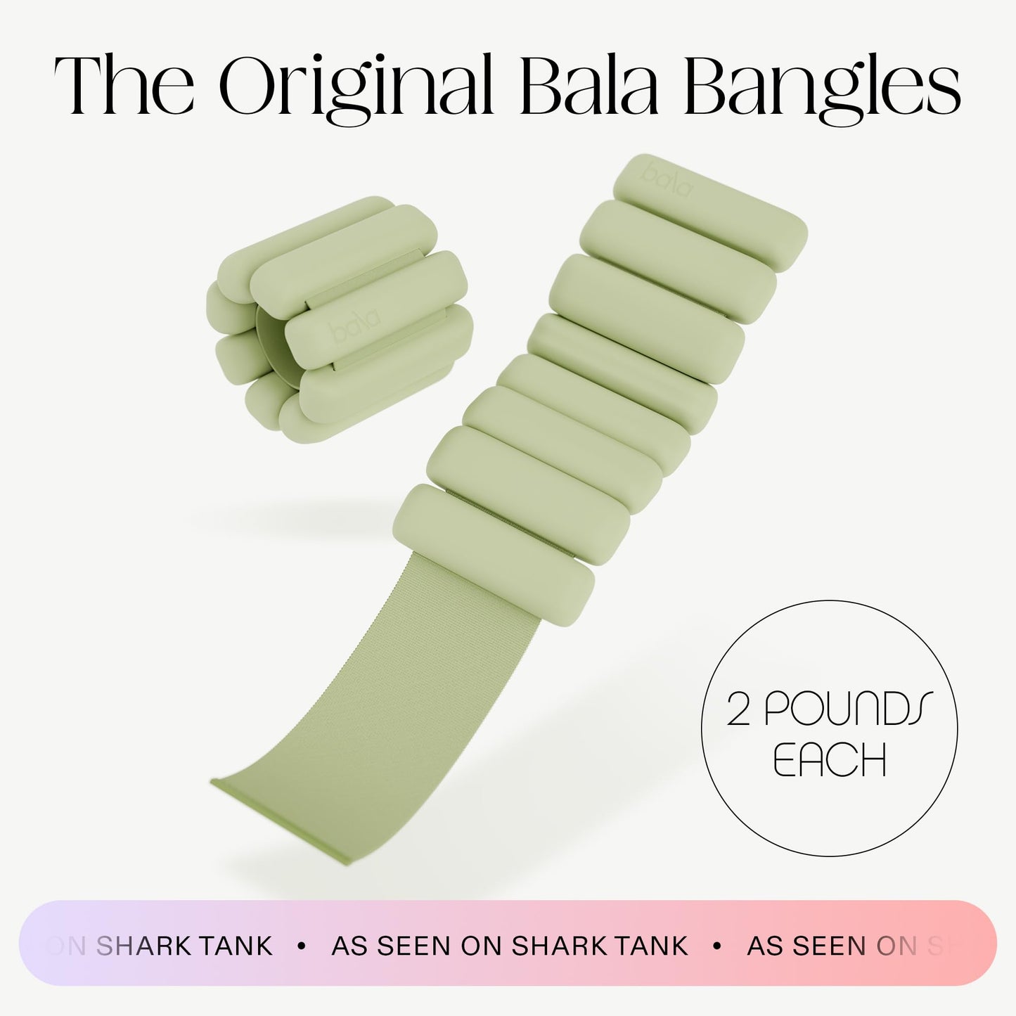 Bala Bangles Wrist & Ankle Weights for Women & Men - 2 lb Adjustable Weighted Bands - Soft Silicone Arm & Leg Weights for Pilates, Yoga, Walking, Barre, Home Workout & Strength Training Exercise