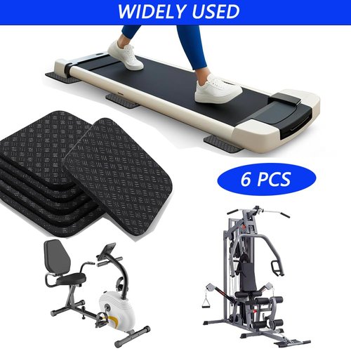 LOOEEL 6PCS Treadmill Mats,High Density Equipment Pads 4 x 4 x 0.2 inch Double-Sided Non-Slip Exercise Equipment Mat for Floor Protection,Washing Machine Pads,Walking Pad,Exercise Bike,Home Gym etc.