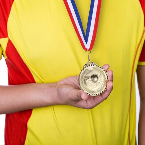 VASANA 10Pcs Nylon Award Ribbons with Snap Clips Medal Lanyards Red White Blue Classic Striped Flat Neck Ribbons for Competitions Sports Meeting Partys