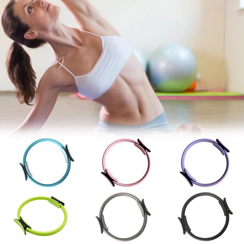 Pilates Ring, Ring Fitness Circle, 15" Yoga Rings with Padded Handles for Toning Arms, Thighs/Legs & Core, Pilate Ring Fitness Equipment for Home or Studio (Purple)