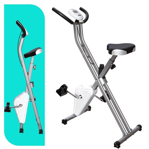 LINBOLUSA Portable Exercise Bike, Lightweight Stationary Bikes for Home Workout, Foldable Indoor Cycling Bike for Seniors, 240LB Capacity, Stepless Control Friction Resistance