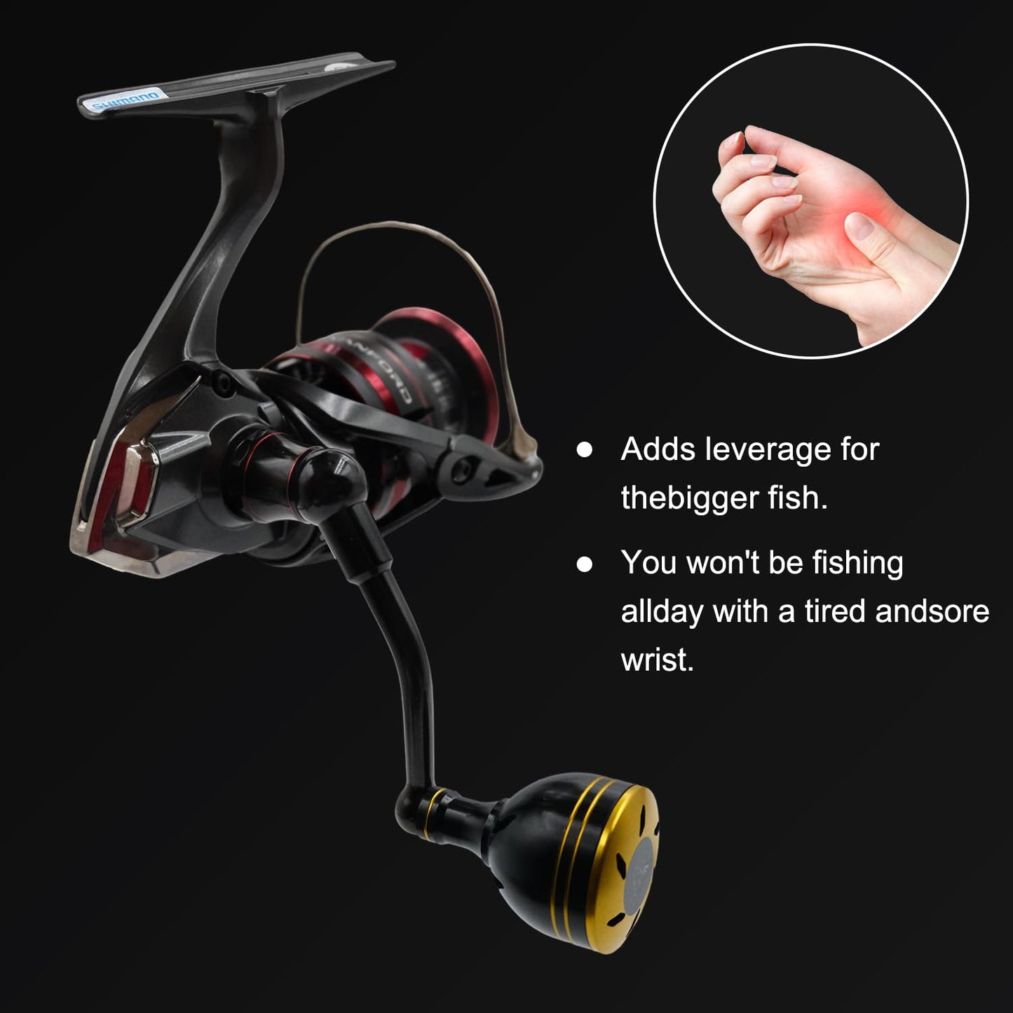 JINOHNAMILL 63mmPower Handle for Shimano Stradic FL FM Stella Vanford Vanquish Nasci G