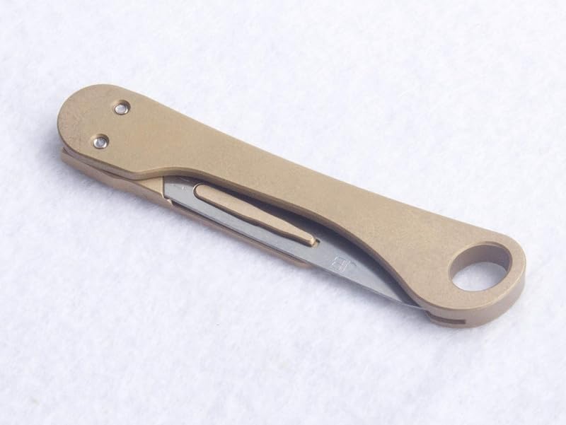 Brass Daily Mini Pocket Folding Utility Knife with 10 Replaceable Blades – Ultra Compact EDC