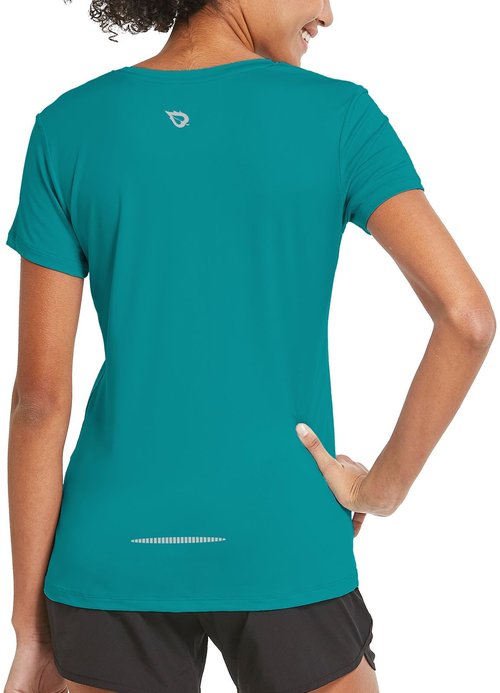 baleaf Women's Short Sleeve Running Workout Shirts Athletic Tops Lightweight Quick Dry Training Yoga Crewneck Teal M