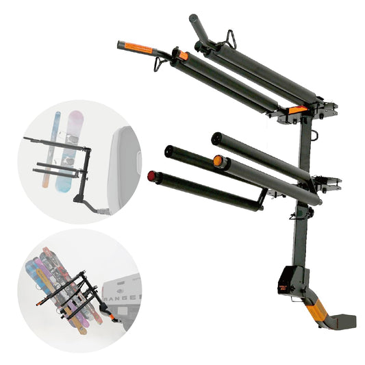 HYPERAX Volt SKI - RV-Rated Vertical Hitch-Mounted Ski & Snowboard, Tiltable Rack for SUV, Sedan and RV, Compatible with 2" Hitch Receiver, Fit up to 4 Pairs of skis or 2 Snowboards for Each Side