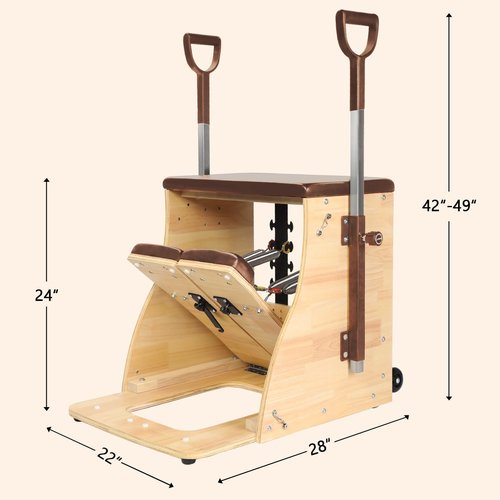 ARKANTOS Pilates Chair, Split-Pedal Stability Combo Chair with Handles, Yoga Fitness Trainer, Pilates Reformer Machine, Pilates Equipment Perfect for Home & Gym Workout(Brown)