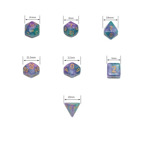 SmartDealsPro 6 x 7 Sets (42 pcs) Glitter Polyhedral Dice Sets with Pouches for DND RPG MTG Dungeon and Dragons Table Board Roll Playing Games D4 D8 D10 D12 D20 (6 Sets)