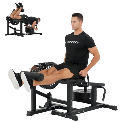 RITFIT Leg Extension and Curl Machine, 700LB Adjustable Leg Curl Machine, Seated Leg Extension and Lying Curl Machine for Home Gym, Leg Workout Equipment Compatible with 1'' and 2'' Weight Plates