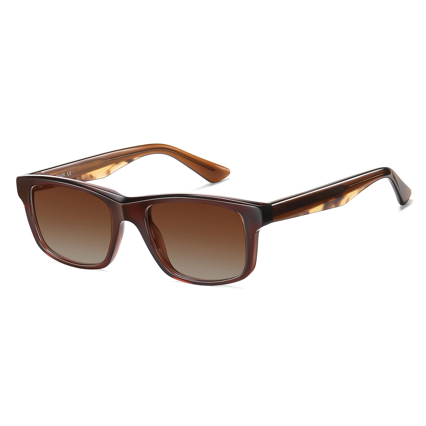 SOJOS Rectangle Polarized Sunglasses for Men Women Classic Acetate Frame UV Protective Wide Vision Shades SJ3115, Brown/Brown
