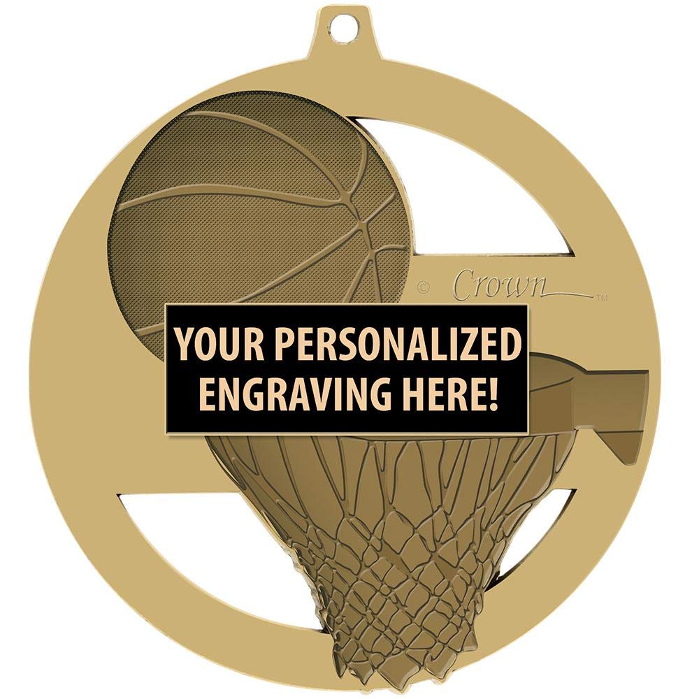 Crown Awards Basketball Medals, 3" Massive Rimz Basketball Award Medal with Custom Engraving Included Prime