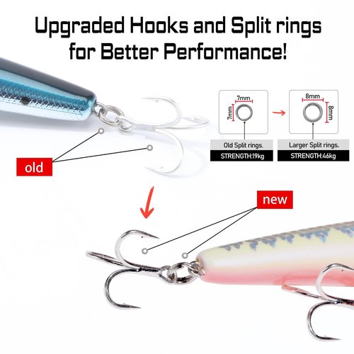 LITTMA California Surf Fishing Lures Saltwater Jerkbait Crankbait Surf Minnow 110 - Metallic Sardine Super Glow & Pearl Pink Belly Glow Lures for Halibut & Striper Fishing