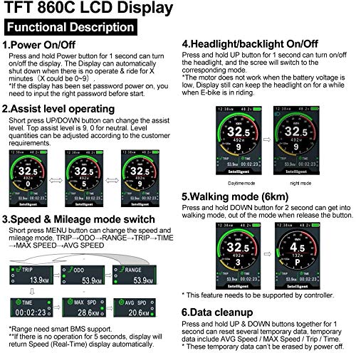 Forbestcy Ebike LCD Display Control Unit Replacement 500C P850C 860C 750C-ble DPC18 Backup 5 Pin Female Plug for Bafang BBS01 BBS02 BBSHD Motor Kit(Com.Protocol UART)