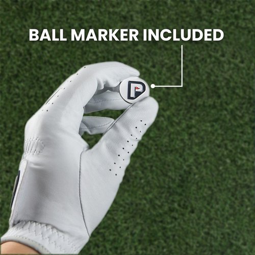 PUR3 2 Pack Golf Gloves Men Right Handed Golfer | Real Genuine Cabretta Leather Glove - Super Soft Feel - Ball Marker Included - Size Medium Large