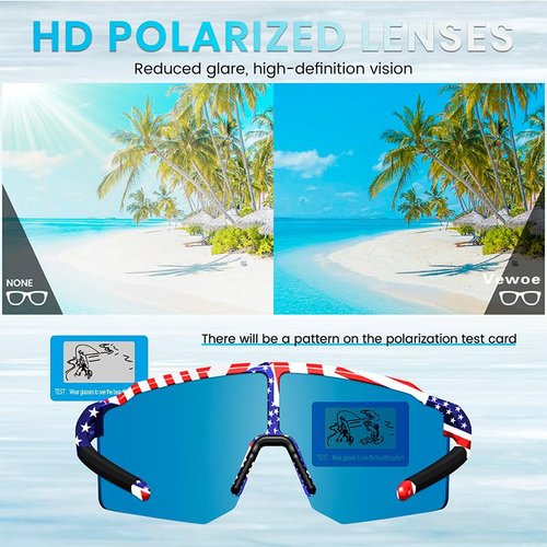 VEWOE Polarized Cycling Sunglasses for Men Women，UV400 Protection Sports Sunglasses,Baseball Glasses for MTB Fishing