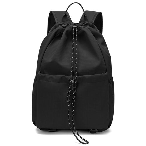 Casual Drawstring Backpack, 22L String Bag Gym Backpacks for Men Women, Water-Resistant Sports Bag Workout Backpack for Beach Swim Hiking Basketball Outdoor Activities Carry Everywhere, Black
