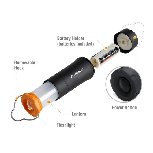 EverBrite 2-in-1 Mini Lanterns and Flashlights with 3 Modes, 2 Pack Portable Outdoor LED Zoomable Torches, Camping Essentials for Hurricane, Hiking, Night Walking, Emergency