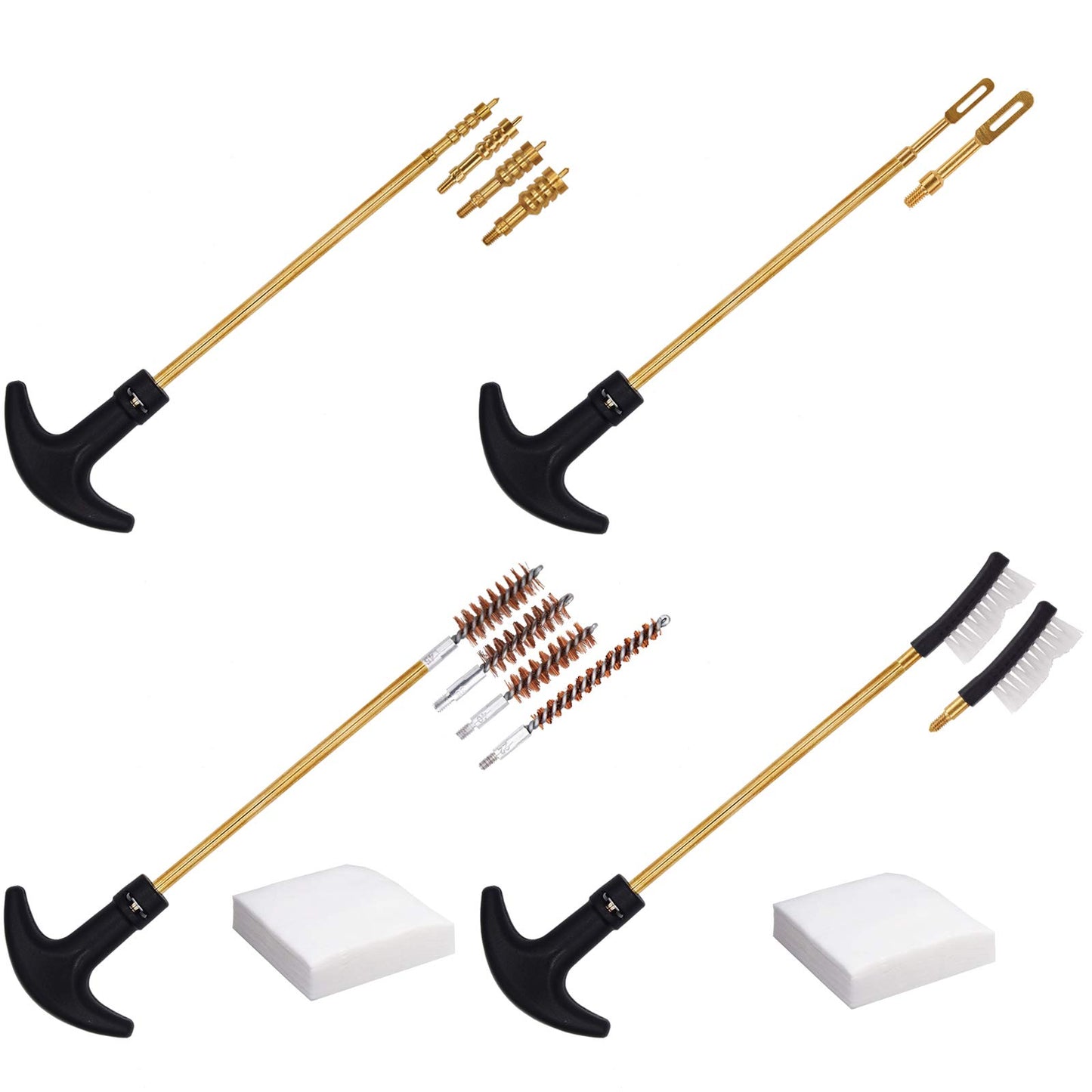 APCHYWELL 18 PCS Handgun Cleaning Kit for.22 .9mm/.357/.38/ .40 .45 Caliber Pistol with Bronze Bore Brush, Brass Jag Adapter, Empty Bottle, Nylon Brushes