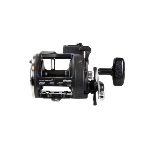 Okuma Magda Pro Line Counter Levelwind Trolling Reel, Small, Black/Silver, MA-30DX