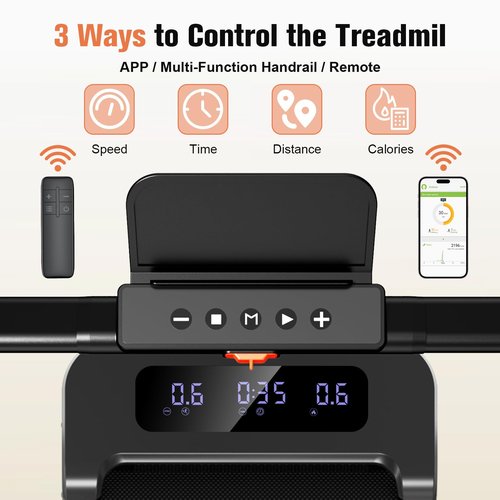 HONRISE Smart Walking Pad Treadmills for Home, Quiet Treadmill with Incline, Under Desk Foldable Treadmill, 320lbs Weight Capacity, Walking or Running for Home Office (Black/Red)