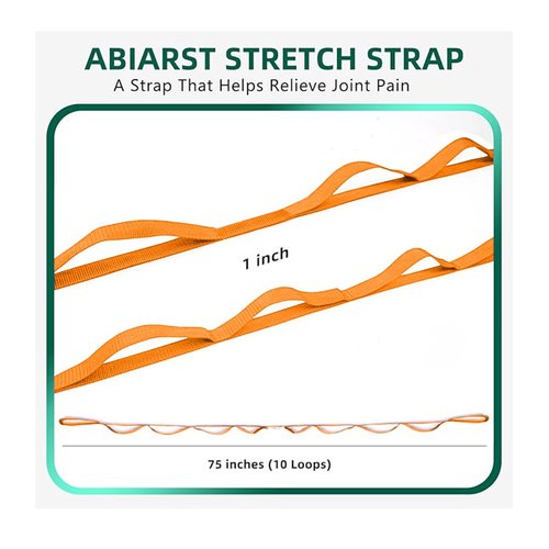 Yoga Strap Stretching Strap with Loops,10 Loops Non-Elastic Exercise Strap for Pilates, Dance Exercise Rehabilitation Training Multi-Loop Stretching Band-Orange