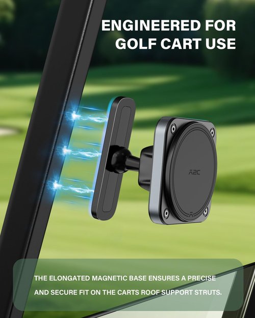 A2C Upgraded Magnetic Golf Cart Phone Holder Compatible with MagSafe iPhone 16 Pro Max Plus 15 14 13 12 Fits EZGO Club Car Yamaha Icon, Golf Cart Accessories Essential Gifts for Father Men Grandpa Dad