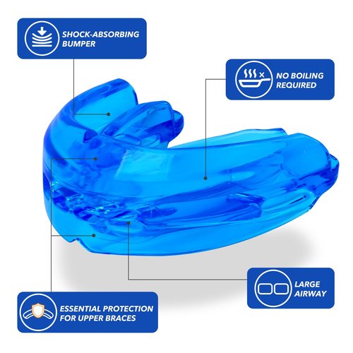 Mouth Guard Sports Youth Adult, Mouthguard for Braces Sparring Mouth Guard,Double Braces, Soft, No Boiling Required, Football, Taekwondo, Jujitsu and Karate.