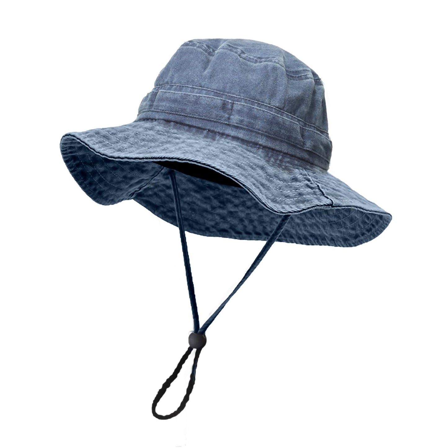 SFHVVPL Bucket Hats for Men and Women, Breathable Quick-Dry Fishing Gardening Hiking Hat with Neck Flap & Adjustable Chin Strap, UPF50+100% Cotton Wide Brim (Blue hat)
