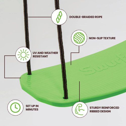 Swurfer Kick Stand Up Tree Swing Swingset Outdoor for Kids with Adjustable Handles, Weatherproof, Easy Installation, 200 lbs, Ages 6+, Green