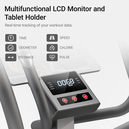UMAY Elliptical Machine for Home, Elliptical Exercise Machine with 8 Levels Resistance & Pulse Rate Grips, Silent Magnetic Elliptical Trainer with 15.5" Stride and LCD Monitor