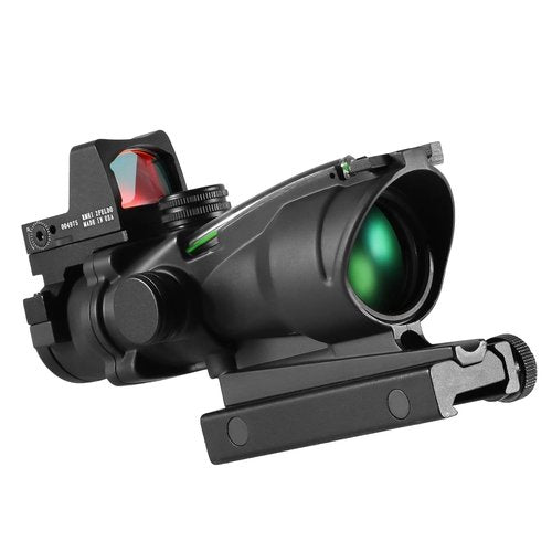 SYBESTE Adjustable 4x32 Red Dot Scope with 1x-4x Magnification, 20mm Rail Mount for Glock, Hunting & Tactical Use (Red Aiming Point)