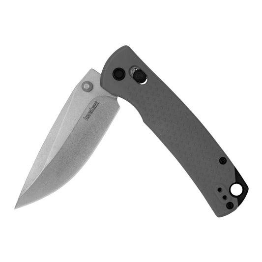 Kershaw Sequence Folding Pocket Knife, 3.32 inch 8Cr13MoV Stonewashed Blade, Grey GFN Handle, Manual Opening, Duralock Locking Mechanism, Pocketclip
