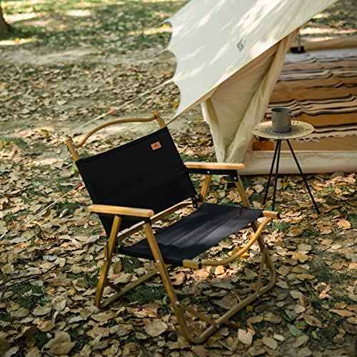 Naturehike Folding Camping Chair, Ultralight Aluminum Outdoor Beach Chair with Solid Wood Armrest, Portable Collapsible Fishing Chair for Hiking Lawn Picnic