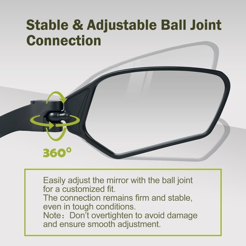 Adjustable Handlebar Bike Mirror, Shatterproof HD Glass Lens, Universal Fit Rearview Bicycle Mirrors, 360° Rotatable, Compatible with Mountain Bikes, E-bikes, Road Bikes(1 Pair)