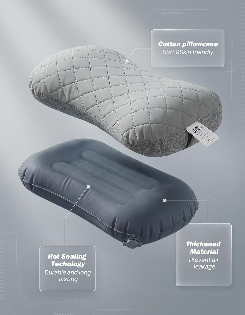 Ultralight Inflatable Camping Pillow with Removable Cotton Cover