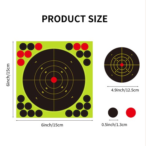 50 Pack 6x6 Inch Splatter Shooting Targets – Splatter Targets with Fluorescent Burst & Repair Patches – Ideal for Shooting Range Practice, Drills, Indoor & Outdoor Use