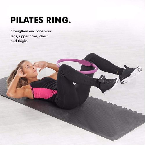 Pilates Ring ??15??Magic Circle for Full Body Workout, Yoga & Pilates Essentials Kit, Non-Slip Dual Padded Handles, Lightweight & Portable for Home Gym & Travel