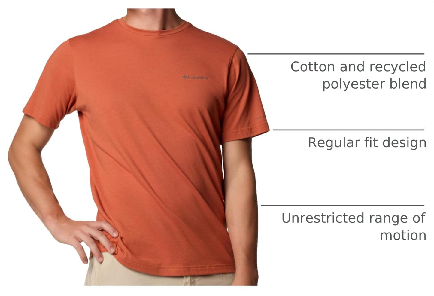 Columbia Mens Thistletown Hills Short Sleeve T-Shirt, Tuscan Heather, Medium