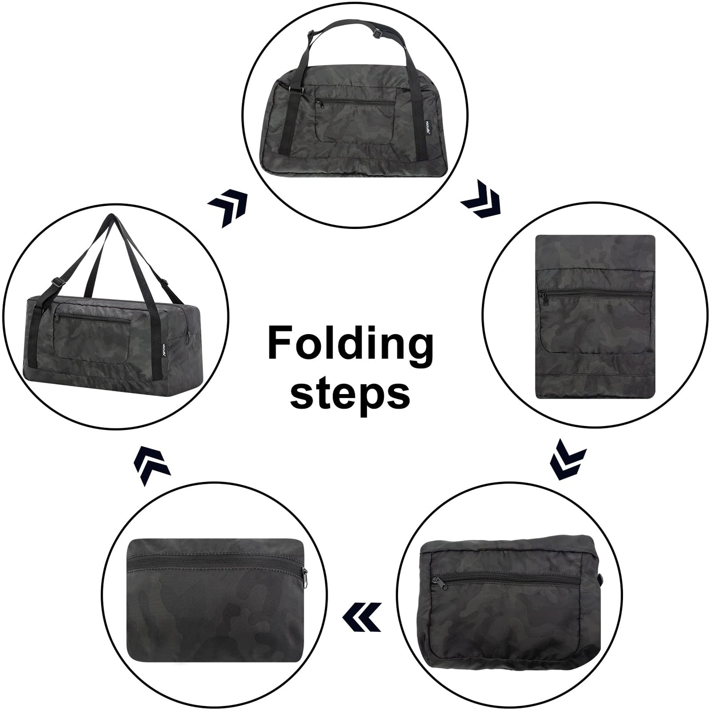 HOLYLUCK Foldable Travel Duffel Bag For Women & Men Luggage Great for Gym (midnight camo)