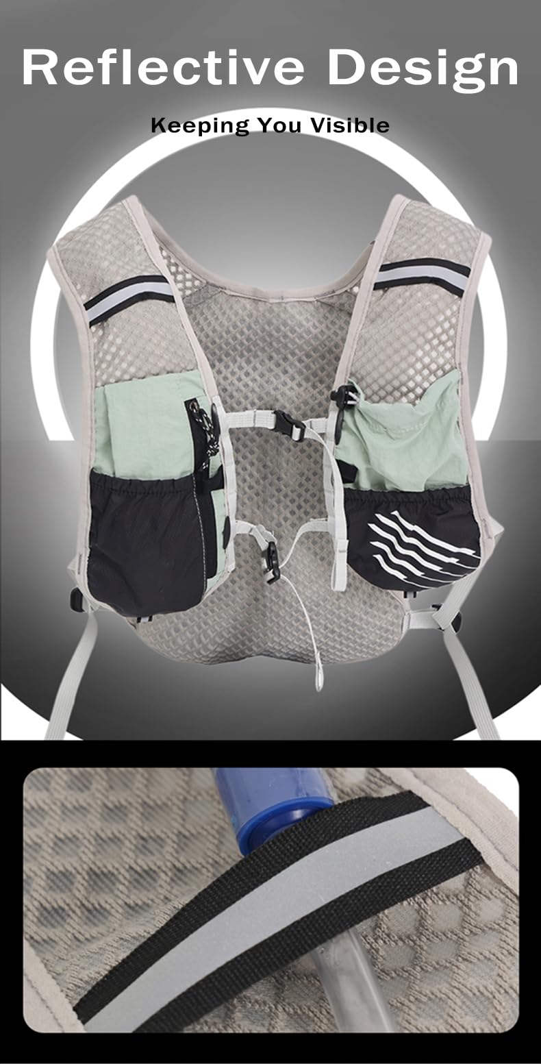 Hydration Running Vest Ultra-Lightweight for Women Men [2025 Upgraded], Breathable All-Weather Water Vest Hiking Backpack, Adjustable Water Backpack for Hiking, Cycling, Trail Marathon Race - Black